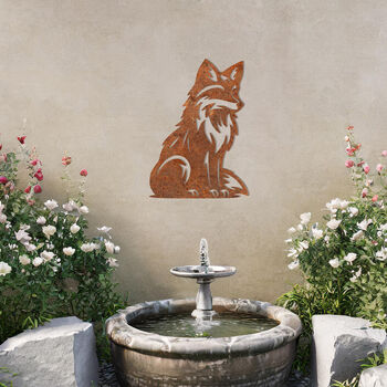 Sitting Fox Metal Wall Art For Garden And Interior Decor Gift, 8 of 10