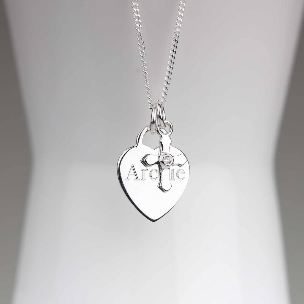 personalised child's christening cross necklace by nest ...