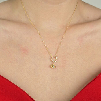 Gold Plated Evil Eye Pendant Charm Good Luck Necklace, 4 of 5