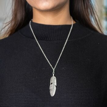 Large Feather Silver Gold Plated Leaf Charm Pendant, 2 of 10