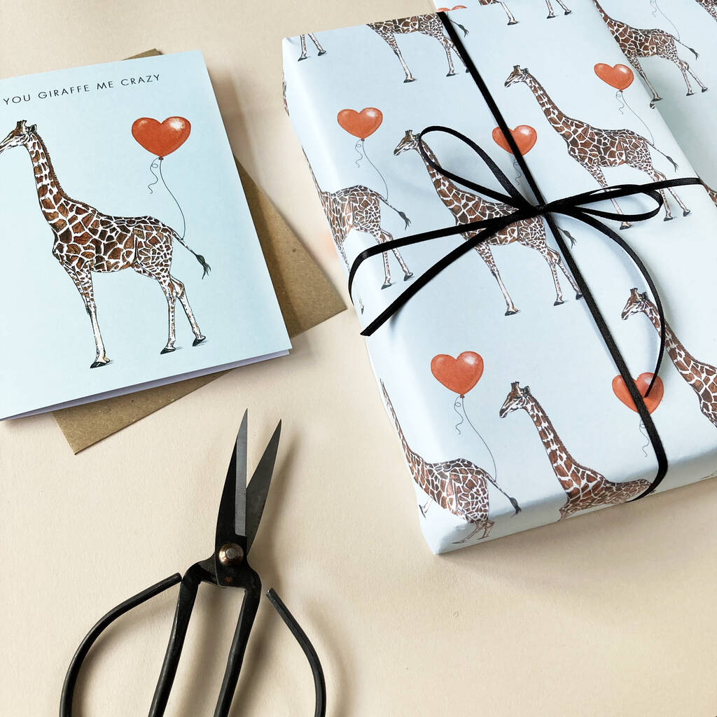 Giraffe Me Crazy Wrapping Paper By Amelia Illustration
