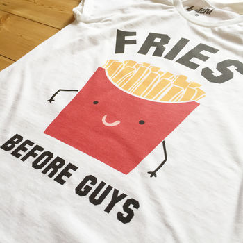 Fries Before Guys Women’s Slogan T Shirt, 2 of 3