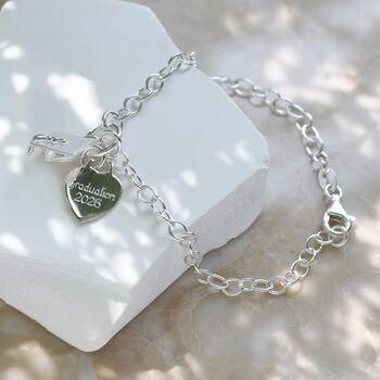 Personalised Sterling Silver Graduation Charm Bracelet, 3 of 7