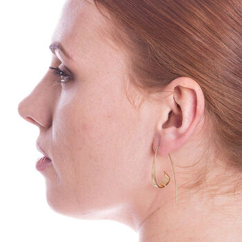 Ribbon Hoop Rose/Gold Plated Silver Earrings, 2 of 5