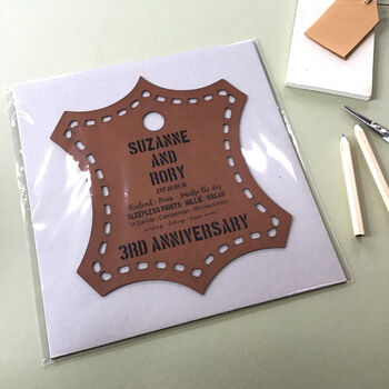Personalised Leather 3rd Wedding Anniversary Art, 5 of 10