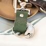 Personalised Green Leather Anniversary Travel Keyring, thumbnail 2 of 5