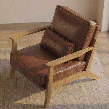 Elegant Brown Accent Chair Armchair Living Room, 5 of 5