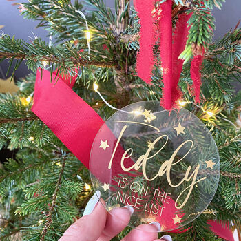Personalised Nice List Christmas Tree Decoration, 2 of 9