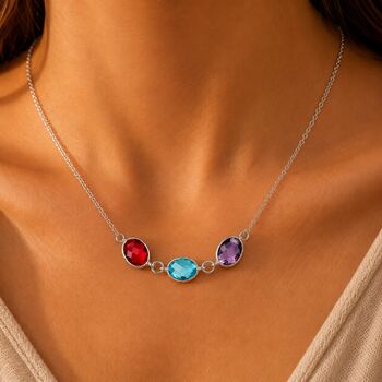 Personalised Create Your Own Oval Family Birthstones Necklace, 6 of 8