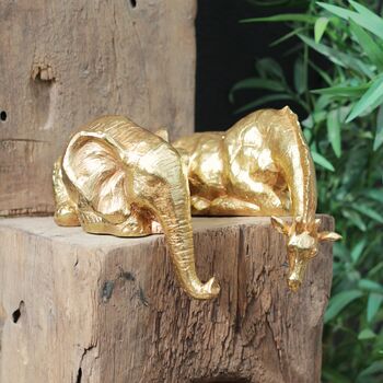 Peering Over Elephant And Giraffe In Silver And Gold, 9 of 10