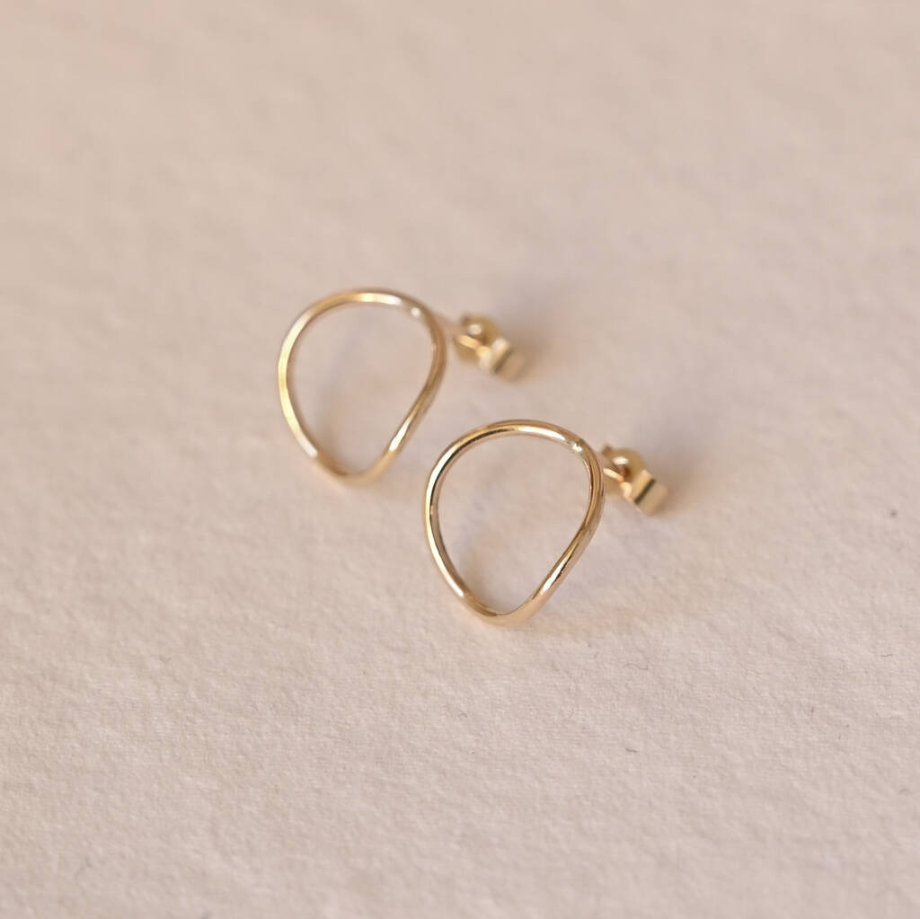 9ct Solid Gold Flow Stud Earrings By Wild Fawn Jewellery