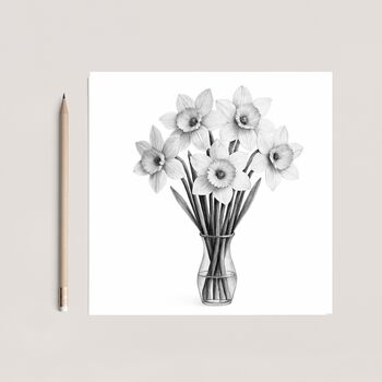 Welsh Inspired Daffodils Hand Drawn Flower Greeting Card, 2 of 6