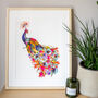 Jungle Floral Peacock Illustrated Print, thumbnail 3 of 8