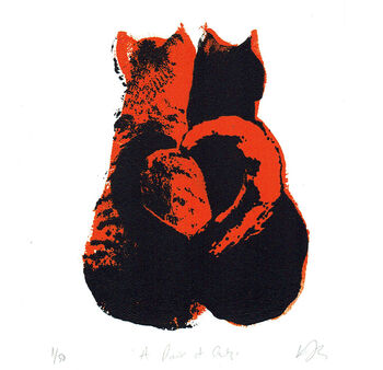 A Pair Of Cats Screen Print Love Valentines, 2 of 2