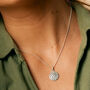 Lakshmi Hammered Disc Pendant Necklace Sterling Silver Or Gold Plated, thumbnail 1 of 12