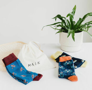 Ethical Organic Cotton Plane Socks, 2 of 4