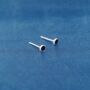 Tiny 2mm Black Stud Earrings, 925 Sterling Silver, Onyx Stone, thumbnail 1 of 7