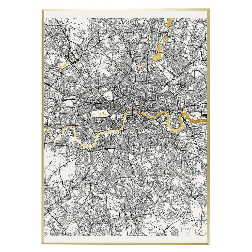 London Metallic Map Screen Print | Gold Leaf, 1 of 2