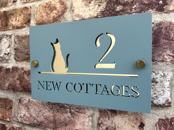 Personalised Cat Silhouette Design House Number Sign Acrylic, 2 of 10