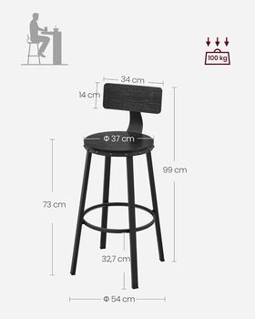 Tall Bar Stools With Backrest For Kitchen, 10 of 11