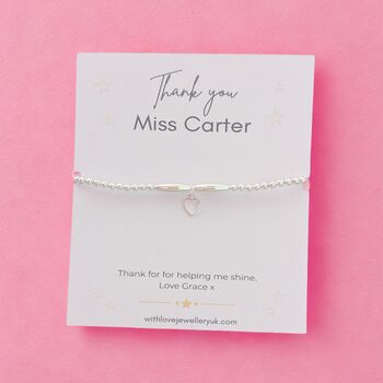 Personalised Thank You Teacher Silver Bracelet Gift, 4 of 7