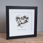 Mr And Mrs Wooden Heart Personalised Wedding Print, thumbnail 1 of 4