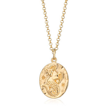 Engraved Gold Plated Capricorn Zodiac Necklace, 9 of 9