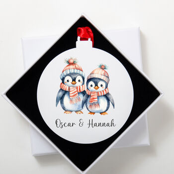 Personalised Penguin Christmas Tree Decoration, 3 of 8