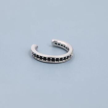 Black Cz Ear Cuff In Sterling Silver, 8 of 12