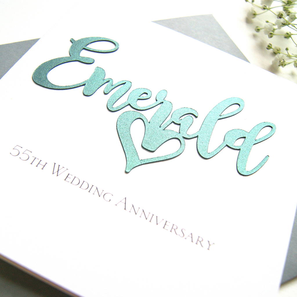 55th Emerald Wedding Anniversary Card By The Hummingbird Card Company