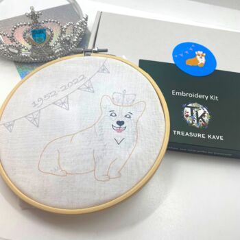 Coronation Corgi Bunting Embroidery Kit, 3 of 7