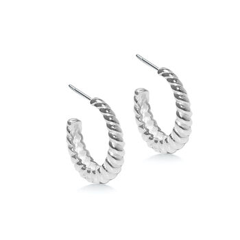 Sterling Silver Chunky Twisted Hoop Earring, 3 of 4
