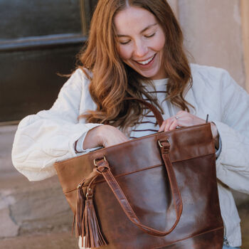 Leather Shoulder Bag Tote, 2 of 7