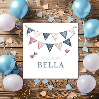 Personalised Bunting Birthday Card: Any Age Or Recipient, 2 of 3