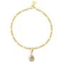 Gold Plated Healing Stone Figaro Charm Bracelet, thumbnail 10 of 12