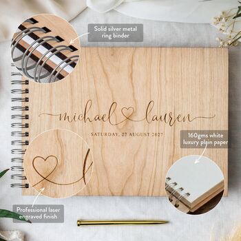 Personalised Wood Wedding Guest Book Alternative, 4 of 12