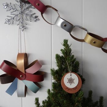 Personalised Leather Paperchain Christmas Decoration, 6 of 8