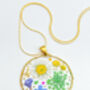 Medium Necklace With Daisies, Lavender And Green Flowers, thumbnail 2 of 12