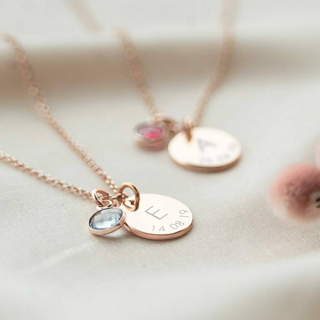 Date Birthstone Necklace 