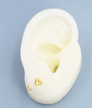 Tiny Open Heart Huggie Hoop Earrings, 3 of 11
