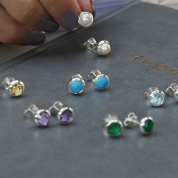 Birthstone Studs In Silver Or Gold Vermeil Plated, 8 of 12