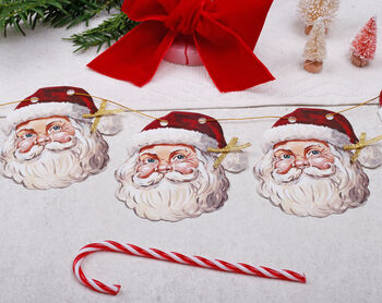 Vintage Christmas Bunting With 15 Santa Flag Design, 2 of 6