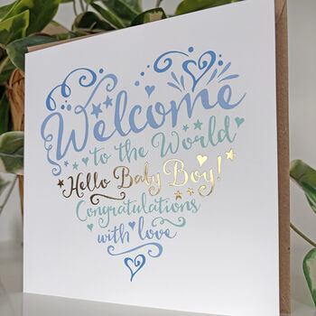 Heart And Soul Welcome Baby Boy Card, 4 of 4