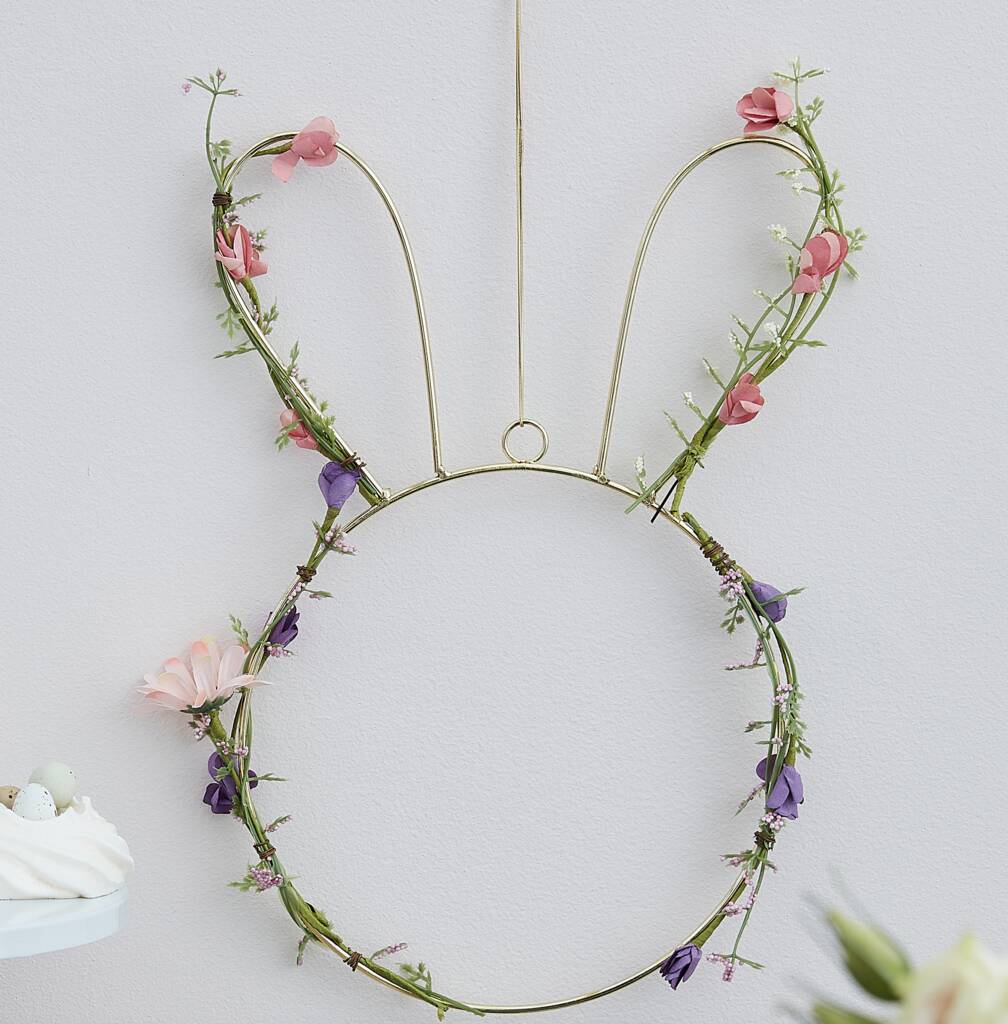 Easter Bunny Wreath With Foliage, 1 of 3