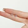 Sterling Silver Moonstone Star Stud Earrings, thumbnail 10 of 11