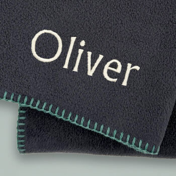Personalised Fleece Blanket, Navy, 2 of 5
