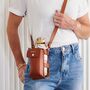 Personalised Leather Water Bottle And Phone Holder With Hot Stamped Name Or Initials, thumbnail 1 of 11