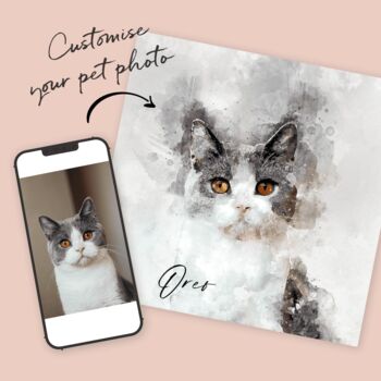 Your Cat Portrait Watercolour Tea Towel, 4 of 6