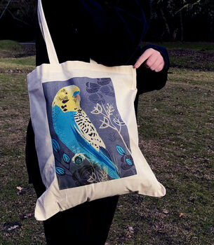 Blue Budgie Tote Bag, 3 of 4