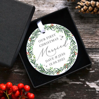 Personalised First Christmas Married Tree Decoration, 2 of 2